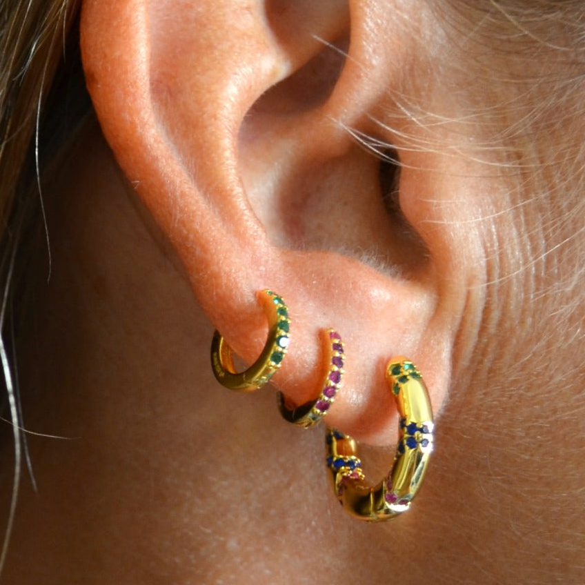 Pink earrings (silver and gold)