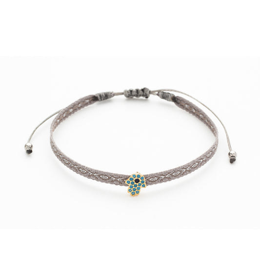 pulsera ajustable con mano de fátima o hamsa. Es perfecta para regalar en verano