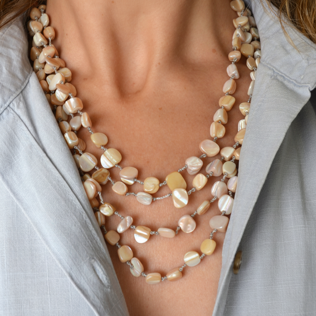 Donut Marble long necklace (4 colors)