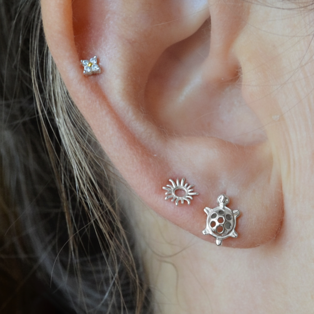 Mermaid earrings (silver and gold)