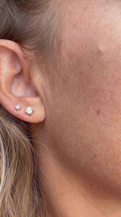 Pendiente de piercing Brillante Solitario (plata y oro)