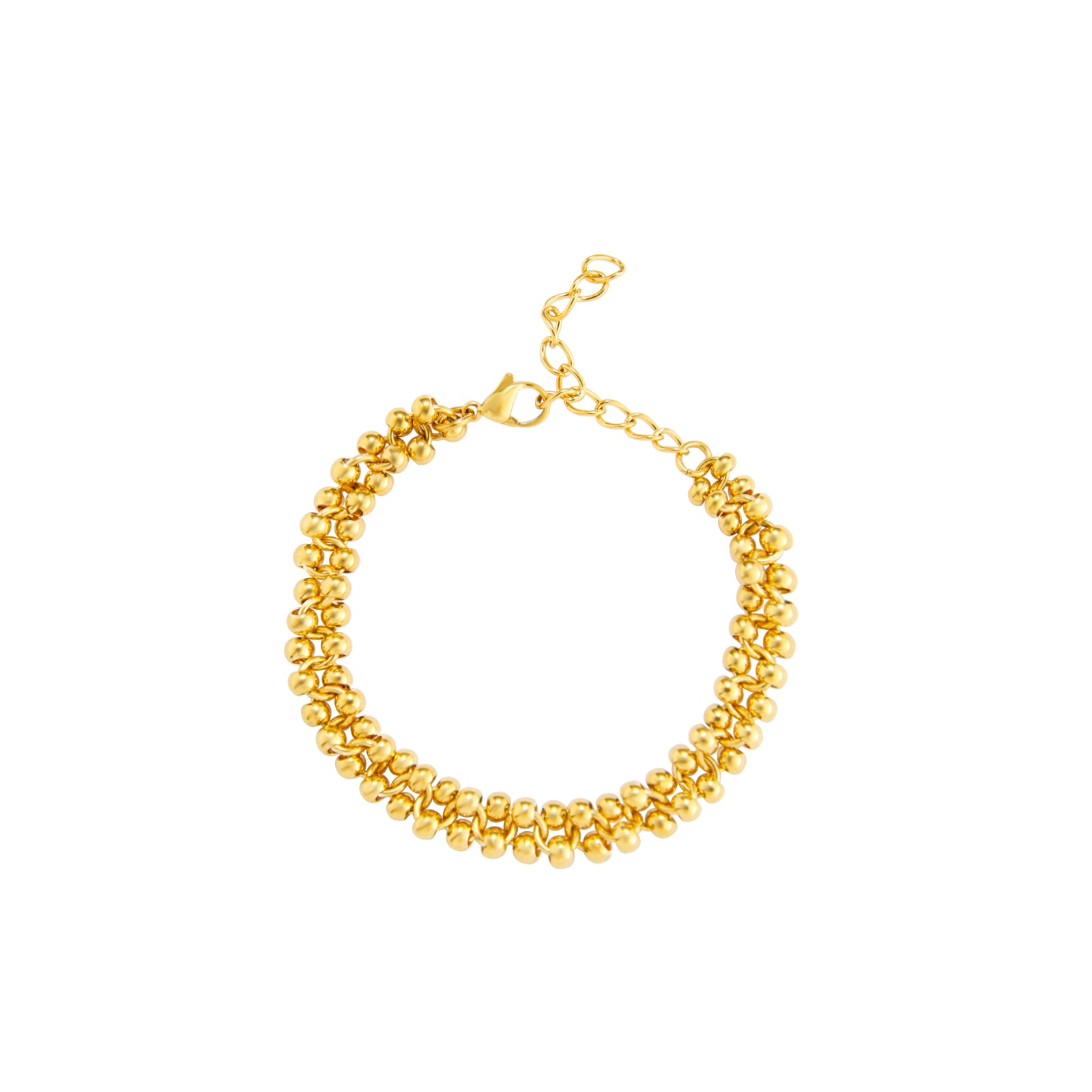 pulsera dorada de eslabón grueso o gordo confeccionada en acero HIPOALERGÉNICO y resistente al agua. 