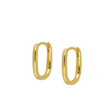 pequeños pendientes de aro ovalado confeccionados en plata de ley con baño de oro y cierre fácil para piercing. Oval gold plated silver hoop earrings