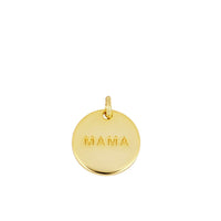 medalla o chapa tipo colgante con la palabra mamá grabada para personalizar tu joya como una gargantilla o una pulsera de plata de ley con baño de oro 18 kilates