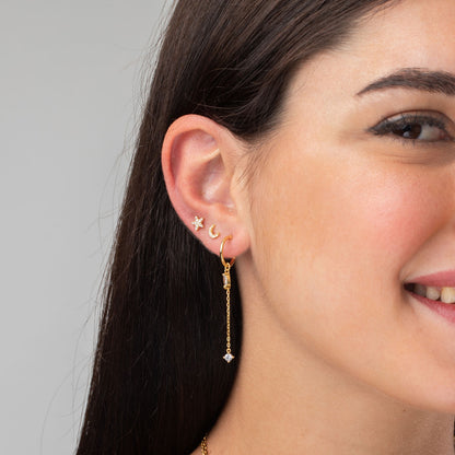 Brilliant moon earring (silver and gold)