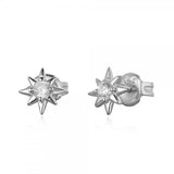 Mini pendientes pequeños de piercing con estrella y circonita confeccionados en plata de ley con baño de oro 18 kilates