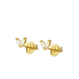 Mini pendientes pequeños de piercing con estrella y circonita confeccionados en plata de ley con baño de oro 18 kilates. Gold plated sterling silver piercing small earrings with zircon.