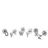 pendientes mini de letra o inicial para piercing confeccionados en plata de ley con baño de oro 18 kilates y circonitas