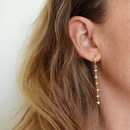 Pearl Rosary earrings (silver and gold)