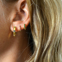 Pink earrings (silver and gold)